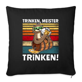 Biertrinker Faultier Bier Löten Digger Trinken - Sofakissenbezug 45 x 45 cm - Schwarz - Vorne
