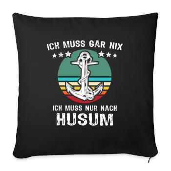 Husum Urlaub Husumer Nordsee - Sofakissenbezug 45 x 45 cm - Schwarz - Vorne