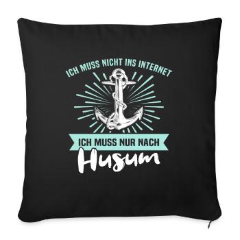 Husum Souvenir Husumer Nordsee - Sofakissenbezug 45 x 45 cm - Schwarz - Vorne