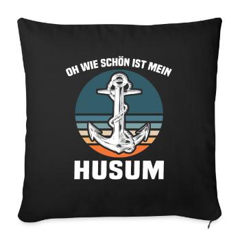 Husum Souvenir Husumer Nordsee - Sofakissenbezug 45 x 45 cm - Schwarz - Vorne