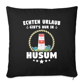 Husum Souvenir Husumer Nordsee - Sofakissenbezug 45 x 45 cm - Schwarz - Vorne