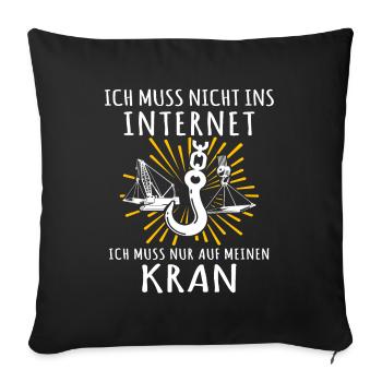 Kranführer Kran Kranfahrer - Sofakissenbezug 45 x 45 cm - Schwarz - Vorne