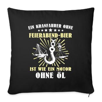 Kranführer Kran Bier Kranfahrer - Sofakissenbezug 45 x 45 cm - Schwarz - Vorne