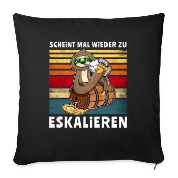 Bier Saufen Faultier Eskalieren - Sofakissenbezug 45 x 45 cm - Schwarz - Vorne