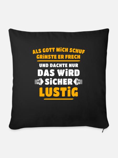 Lustig Sprüche Gott Grinste - Sofakissenbezug 45 x 45 cm - Schwarz