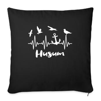 Husum EKG Husumer Herzlinie - Sofakissenbezug 45 x 45 cm - Schwarz - Vorne