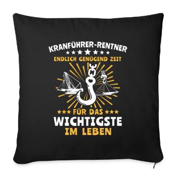 Kranführer Kran Kranfahrer - Sofakissenbezug 45 x 45 cm - Schwarz - Vorne