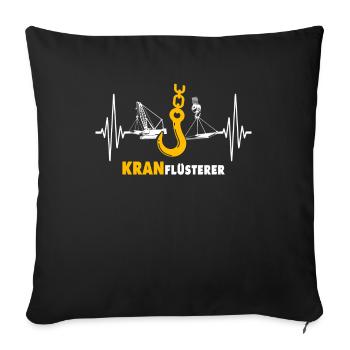 Kranführer EKG Kranfahrer Herzlinie - Sofakissenbezug 45 x 45 cm - Schwarz - Vorne
