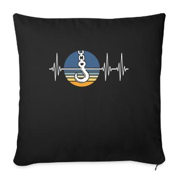 Opérateur de grue ECG Conducteur de grue Heartline - Housse de coussin décorative 45 x 45 cm - noir - Devant
