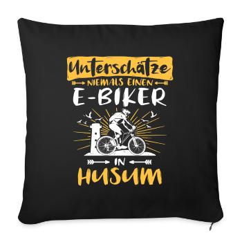 Husum Ebike Husumer Ebiker - Sofakissenbezug 45 x 45 cm - Schwarz - Vorne