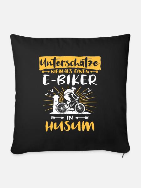 Husum Ebike Husumer Ebiker - Sofakissenbezug 45 x 45 cm - Schwarz