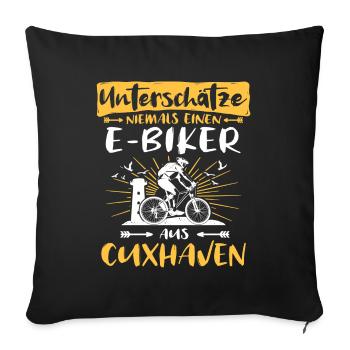 Cuxhaven Ebike Cuxhavener Ebiker - Sofakissenbezug 45 x 45 cm - Schwarz - Vorne