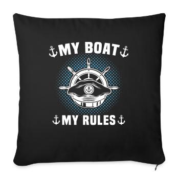 Captain My Boat My Rules Kapitän - Sofa pillowcase 17,3'' x 17,3'' (45 x 45 cm) - black - Front
