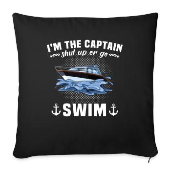 Captain Boat Dicts Propriétaire de bateau - Housse de coussin décorative 45 x 45 cm - noir - Devant