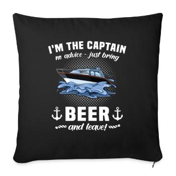 Captain Beer Boat Sayings - Sofa pillowcase 17,3'' x 17,3'' (45 x 45 cm) - black - Front