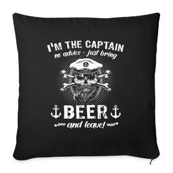 Captain Beer Boat Sayings - Sofa pillowcase 17,3'' x 17,3'' (45 x 45 cm) - black - Front