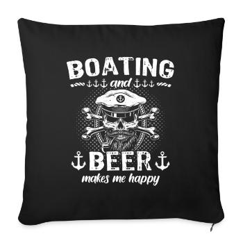 Kapitän Bier Boot Sprüche - Sofakissenbezug 45 x 45 cm - Schwarz - Vorne