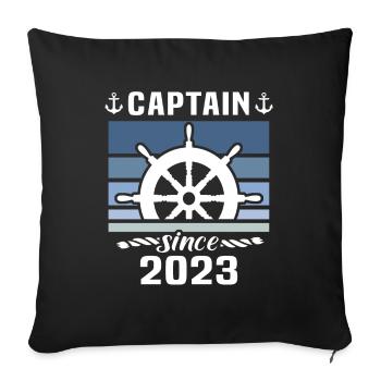 Captain 2023 boat license boat - Sofa pillowcase 17,3'' x 17,3'' (45 x 45 cm) - black - Front