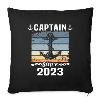 Captain 2023 boat license boat - Sofa pillowcase 17,3'' x 17,3'' (45 x 45 cm) - black - Front