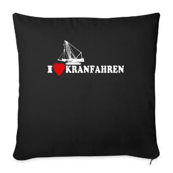 Kran Liebe Kran Fahren - Sofakissenbezug 45 x 45 cm - Schwarz - Vorne