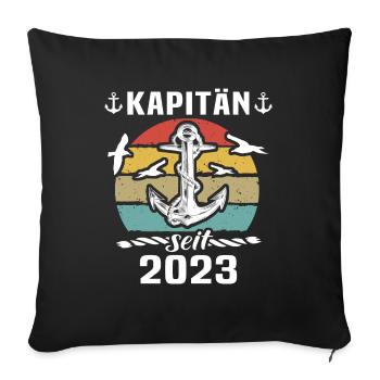Kapitän 2023 Bootsführerschein Boot - Sofakissenbezug 45 x 45 cm - Schwarz - Vorne