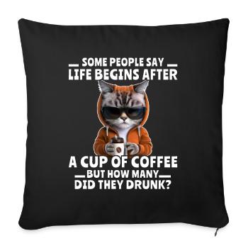 Buveur de café pour chat de café - Housse de coussin décorative 45 x 45 cm - noir - Devant