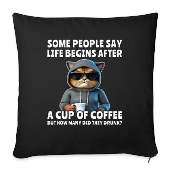Buveur de café pour chat de café - Housse de coussin décorative 45 x 45 cm - noir - Devant
