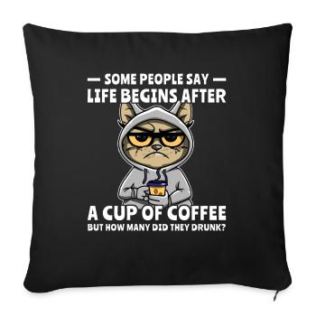 Buveur de café pour chat de café - Housse de coussin décorative 45 x 45 cm - noir - Devant