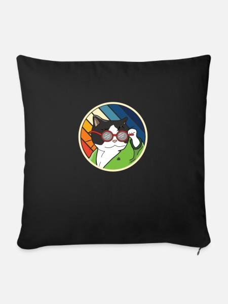 Katze mit Sonnenbrille - Sofakissenbezug 45 x 45 cm - Schwarz