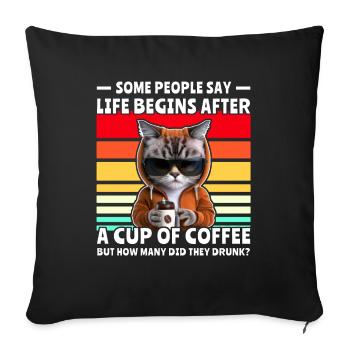 Retro Cat Coffee - Sofa pillowcase 17,3'' x 17,3'' (45 x 45 cm) - black - Front