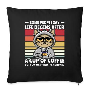 Retro Cat Coffee - Sofa pillowcase 17,3'' x 17,3'' (45 x 45 cm) - black - Front