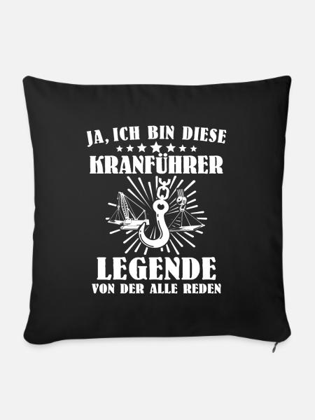 Kranfahrer Kranführer Kran Fahren - Sofakissenbezug 45 x 45 cm - Schwarz