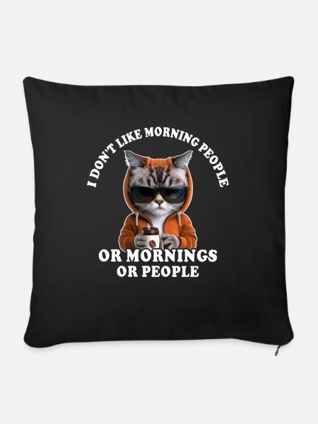 Morgenmuffel Kaffeetrinker Katze Kaffee - Sofakissenbezug 45 x 45 cm - Schwarz