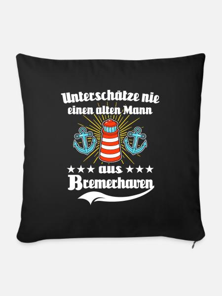 Bremerhaven Unterschätze Männer - Sofakissenbezug 45 x 45 cm - Schwarz