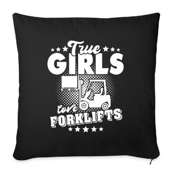 Forklift driver Forklift truck - Sofa pillowcase 17,3'' x 17,3'' (45 x 45 cm) - black - Front