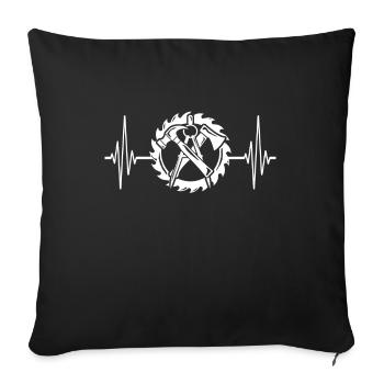 Ligne cardiaque de charpentier Zimmermann ECG - Housse de coussin décorative 45 x 45 cm - noir - Devant