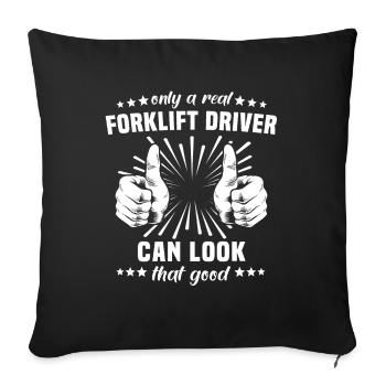 Forklift Forklift Forklift Driver - Sofa pillowcase 17,3'' x 17,3'' (45 x 45 cm) - black - Front