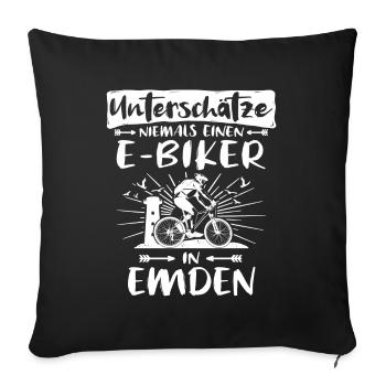 Emden Ebike Emdener Ebiker - Sofakissenbezug 45 x 45 cm - Schwarz - Vorne