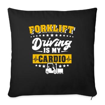 Forklift driver Forklift truck - Sofa pillowcase 17,3'' x 17,3'' (45 x 45 cm) - black - Front