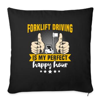 Forklift driver Forklift truck - Sofa pillowcase 17,3'' x 17,3'' (45 x 45 cm) - black - Front