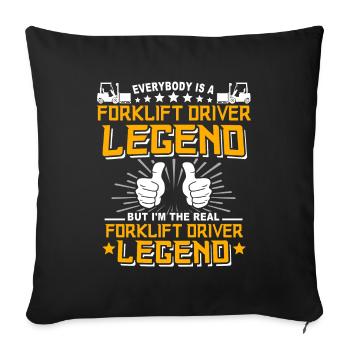 Forklift driver Forklift truck - Sofa pillowcase 17,3'' x 17,3'' (45 x 45 cm) - black - Front