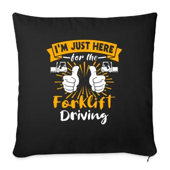 Forklift truck driver - Sofa pillowcase 17,3'' x 17,3'' (45 x 45 cm) - black - Front
