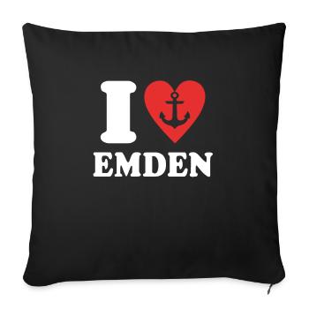 J’aime Emden Cher Emdener - Housse de coussin décorative 45 x 45 cm - noir - Devant