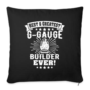 Chemin de fer miniature de jardin Voie G - Housse de coussin décorative 45 x 45 cm - noir - Devant
