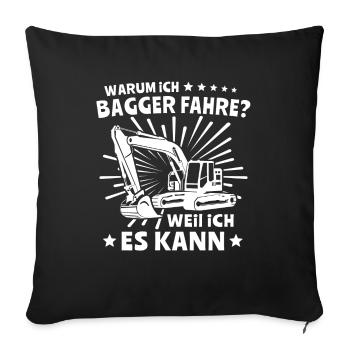 Baggerfahrer Bagger - Sofakissenbezug 45 x 45 cm - Schwarz - Vorne