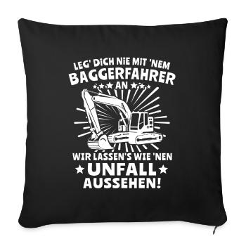 Baggerfahrer Bagger - Sofakissenbezug 45 x 45 cm - Schwarz - Vorne