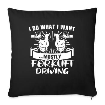 Forklift driver Forklift - Sofa pillowcase 17,3'' x 17,3'' (45 x 45 cm) - black - Front