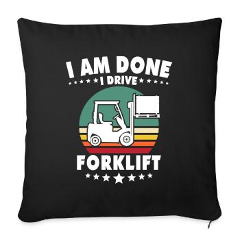 Chariot élévateur à fourche - Housse de coussin décorative 45 x 45 cm - noir - Devant