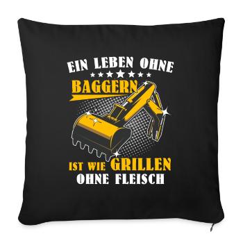 Baggerführer Baggerfahrer - Sofakissenbezug 45 x 45 cm - Schwarz - Vorne