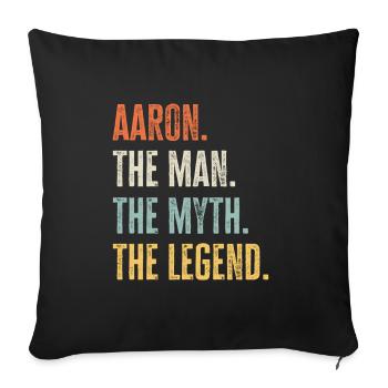 Aaron The Best, Légende du mythe de l’homme, Drôle de meilleur nom - Housse de coussin décorative 45 x 45 cm - noir - Devant